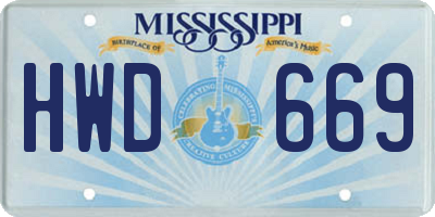 MS license plate HWD669