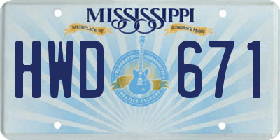 MS license plate HWD671