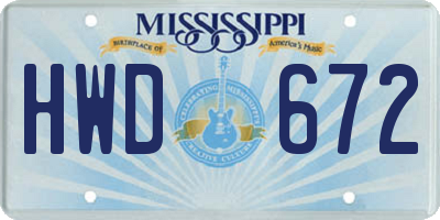 MS license plate HWD672