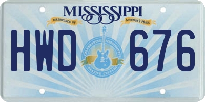 MS license plate HWD676