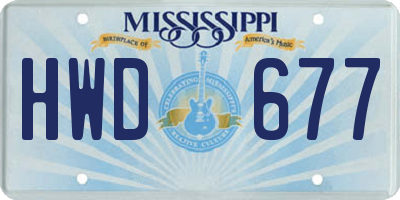 MS license plate HWD677