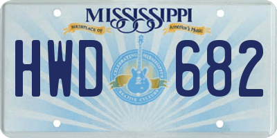 MS license plate HWD682