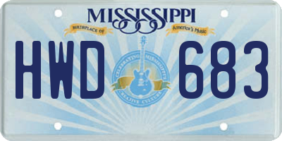 MS license plate HWD683