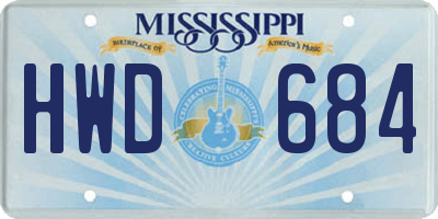 MS license plate HWD684