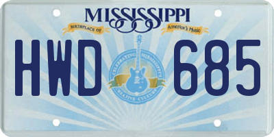 MS license plate HWD685