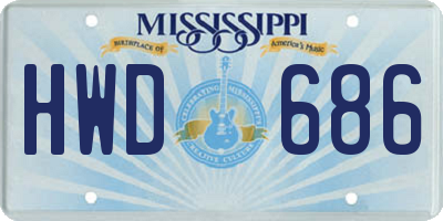 MS license plate HWD686