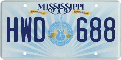 MS license plate HWD688