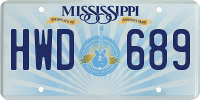 MS license plate HWD689