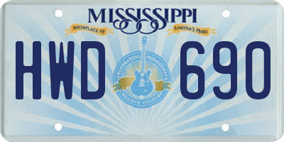 MS license plate HWD690