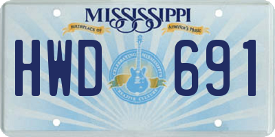 MS license plate HWD691