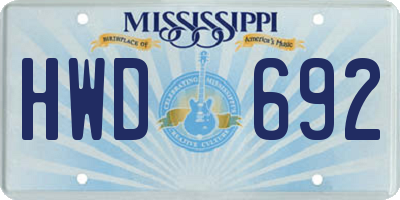 MS license plate HWD692