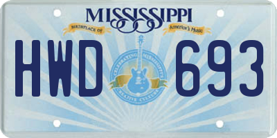 MS license plate HWD693