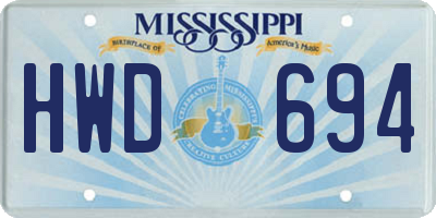 MS license plate HWD694