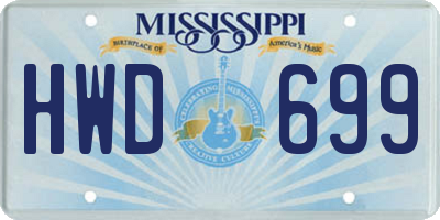 MS license plate HWD699