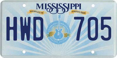 MS license plate HWD705