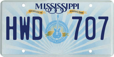 MS license plate HWD707