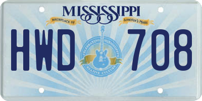 MS license plate HWD708