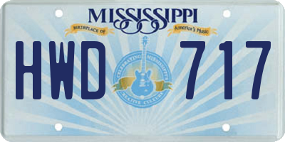 MS license plate HWD717