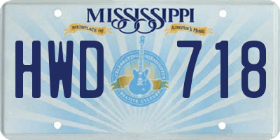 MS license plate HWD718