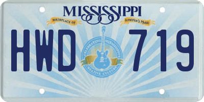 MS license plate HWD719