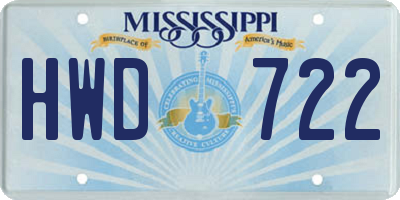 MS license plate HWD722