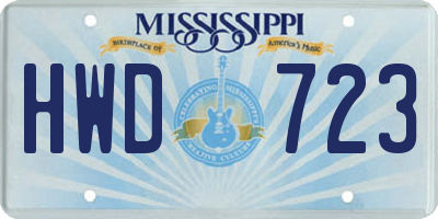 MS license plate HWD723