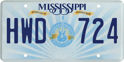 MS license plate HWD724