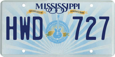 MS license plate HWD727