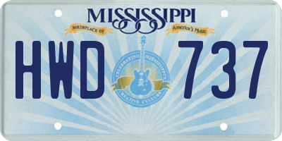 MS license plate HWD737