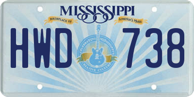 MS license plate HWD738