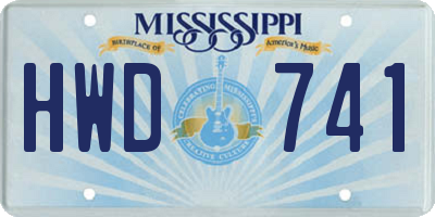 MS license plate HWD741