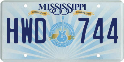 MS license plate HWD744
