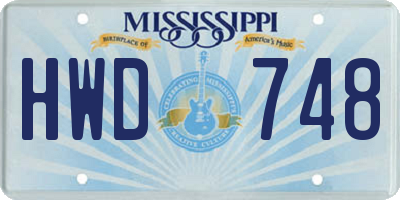 MS license plate HWD748