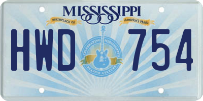 MS license plate HWD754
