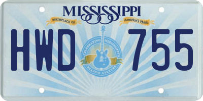 MS license plate HWD755