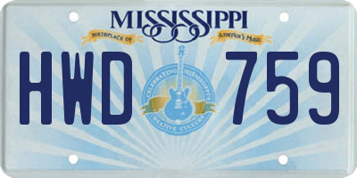 MS license plate HWD759