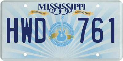 MS license plate HWD761