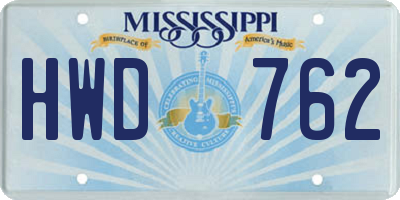 MS license plate HWD762