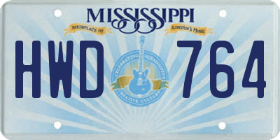 MS license plate HWD764