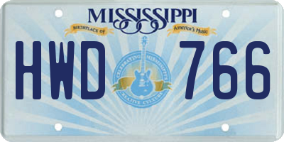 MS license plate HWD766