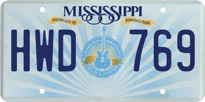 MS license plate HWD769
