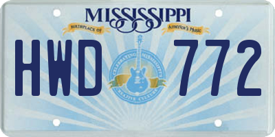 MS license plate HWD772