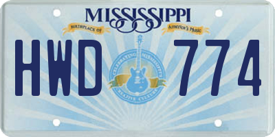MS license plate HWD774