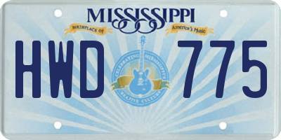 MS license plate HWD775