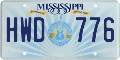 MS license plate HWD776