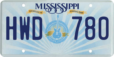 MS license plate HWD780