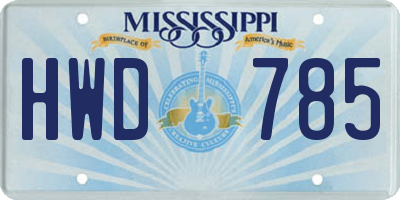 MS license plate HWD785
