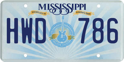 MS license plate HWD786