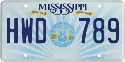 MS license plate HWD789