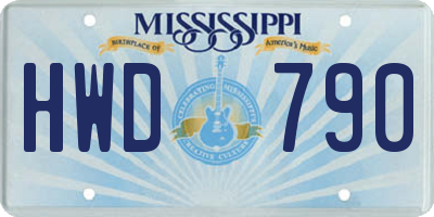 MS license plate HWD790